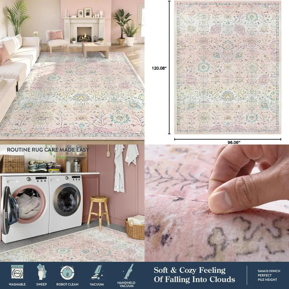 8x10 Floral Bohemian Style Washable
