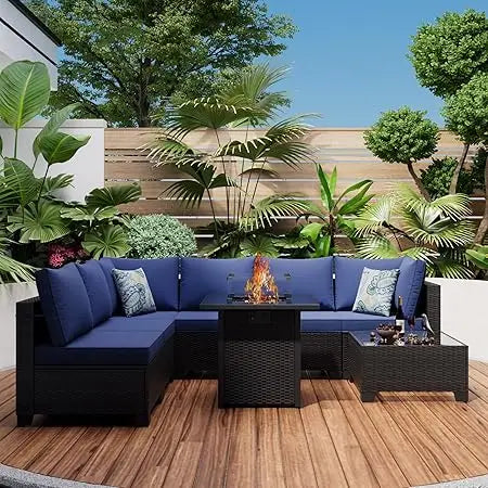 8-Piece Patio Set W/Fire Pit