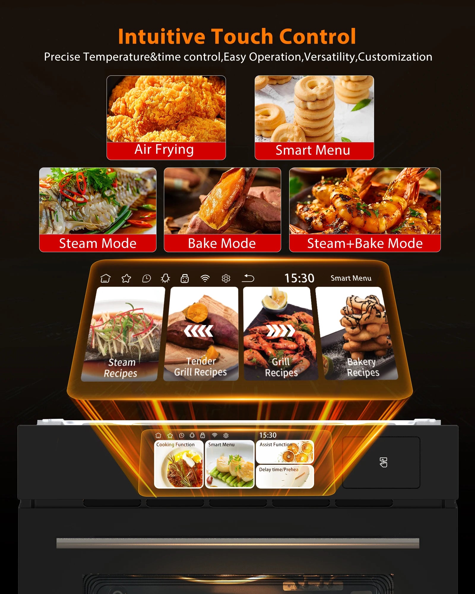 2.5 CF Built-in Electric Wall Oven 8 Cooking Modes