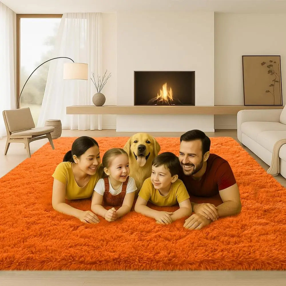 9x12 Plush Soft Fluffy Shag Orange
