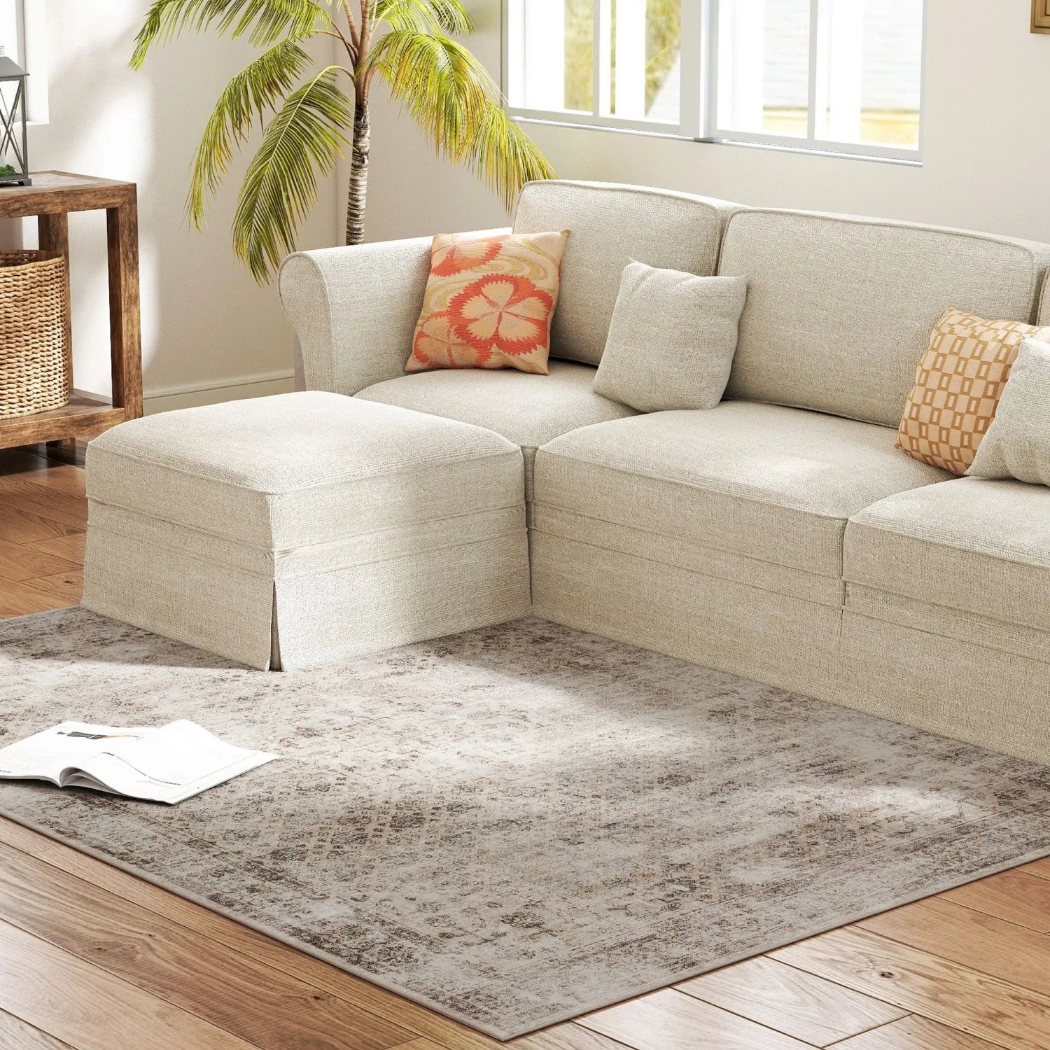 4x6 Washable Light Mixed-Brown