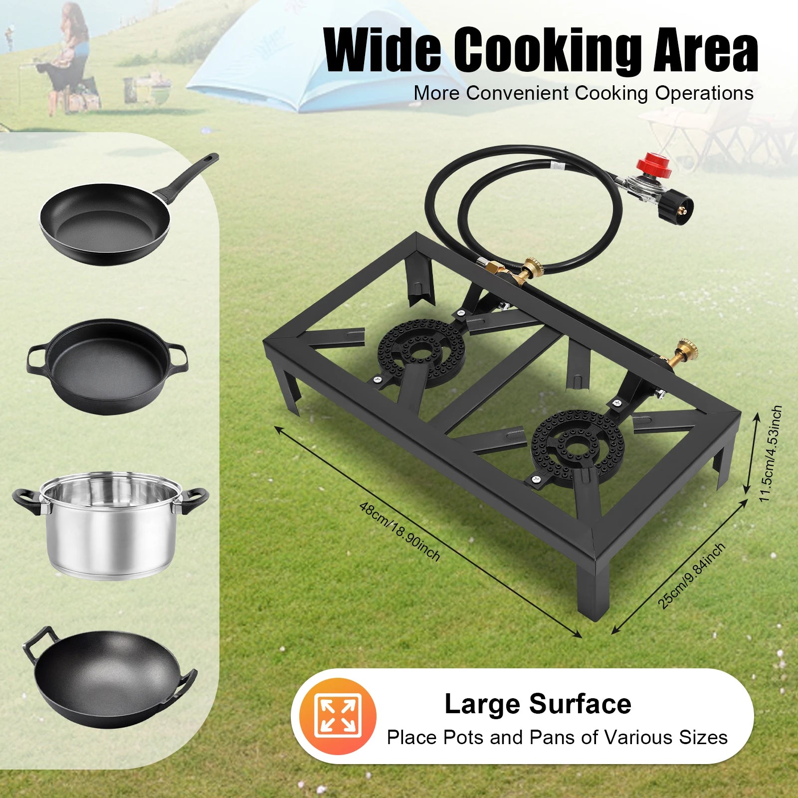 Portable Double Burner Outdoor Propane Stove