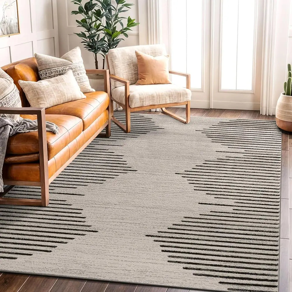 5x7 Bohemian Stripe Cream/Black