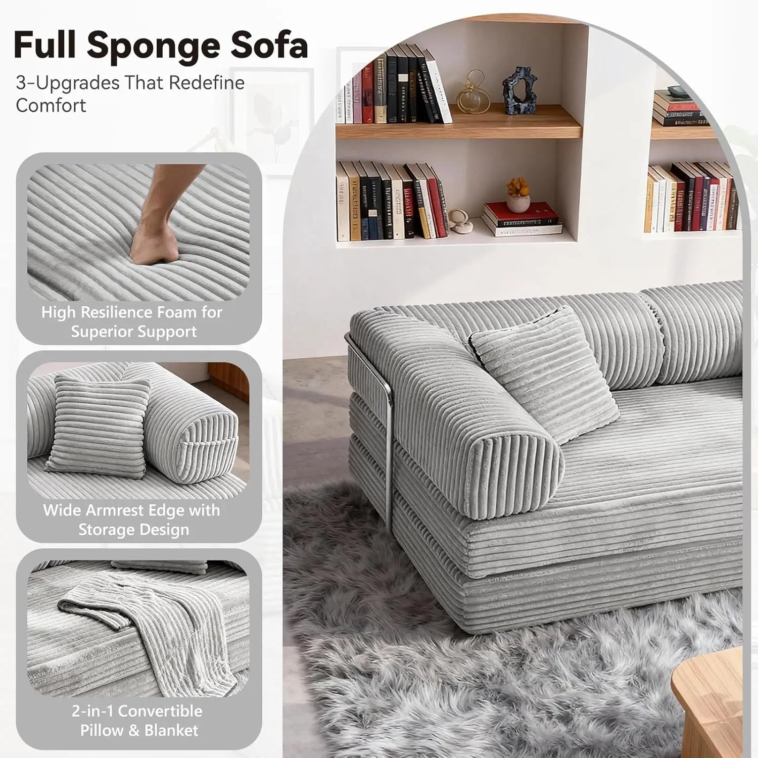 76.77 Inch Convertible Sofa Bed