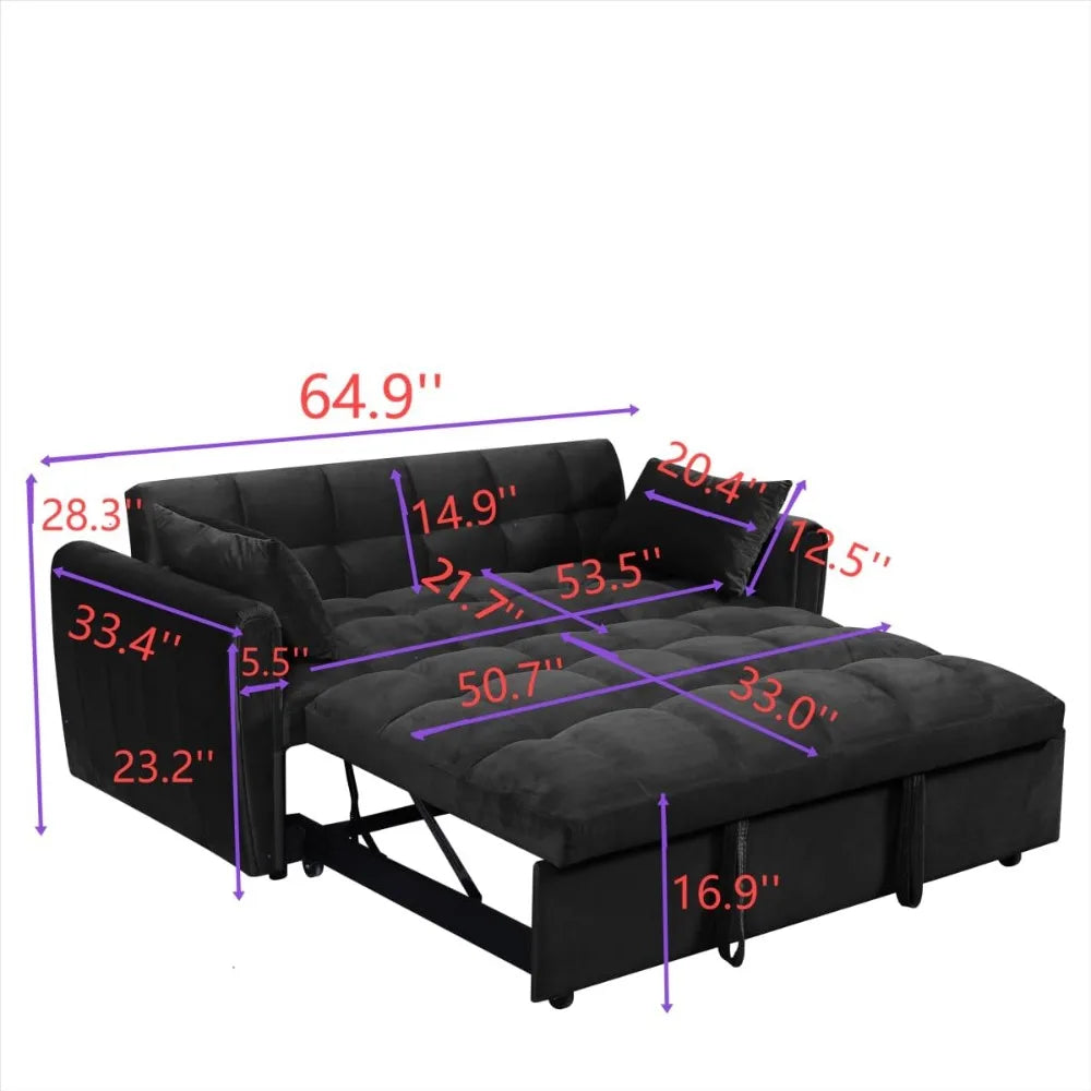 65-inch Velvet Sleeper/Sofa