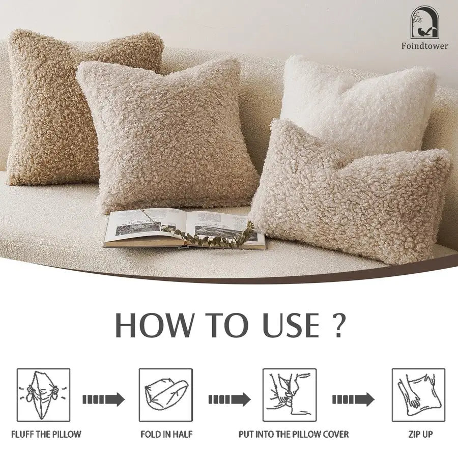 2 Faux Fur Pillow Cover