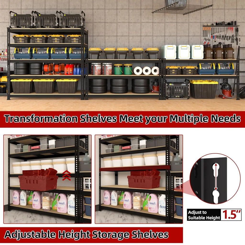 48" W Metal Garage Shelving 5-Tier