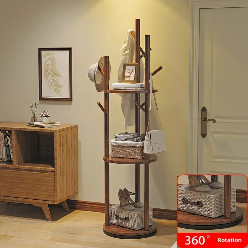 360° Rotating Hardwood Coat Rack