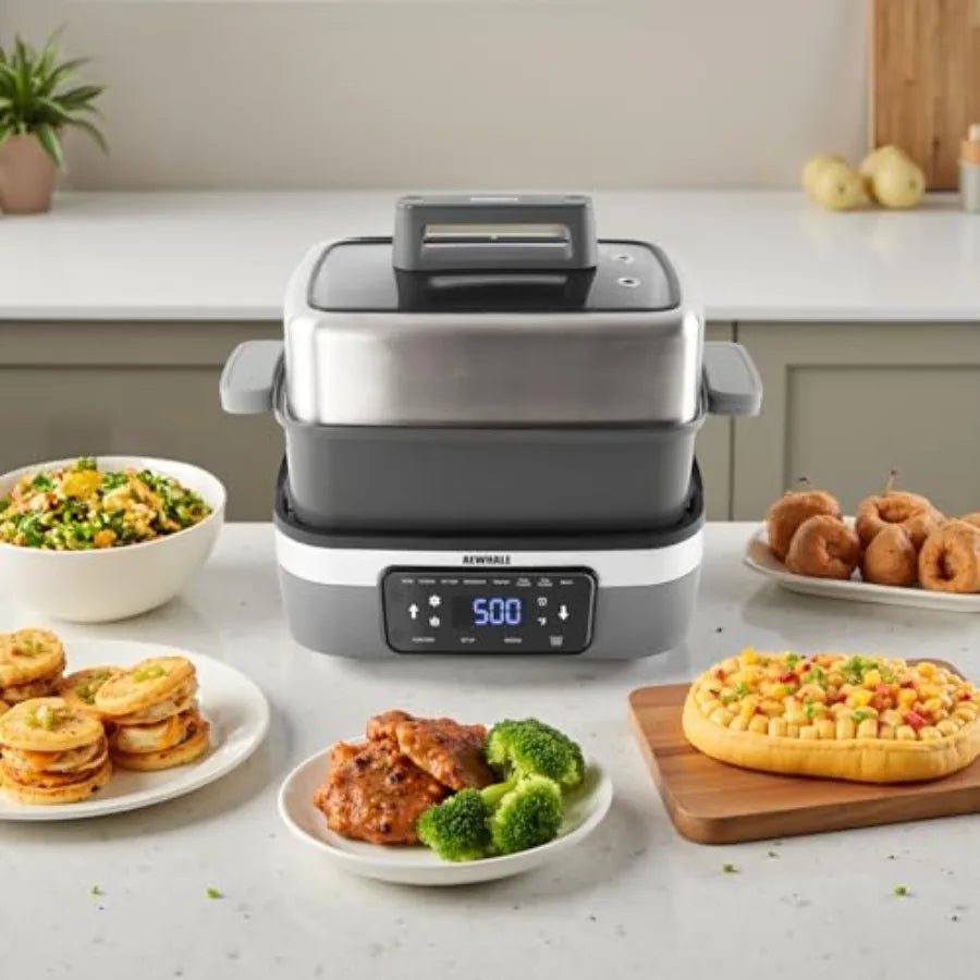 8-in-1 Digital Multifunctional Electric Skillet W/Lid