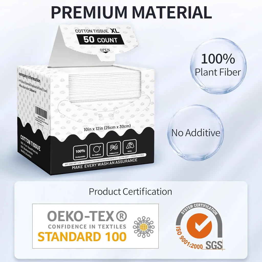 XL Disposable Face Towels 10x12in, 50ct