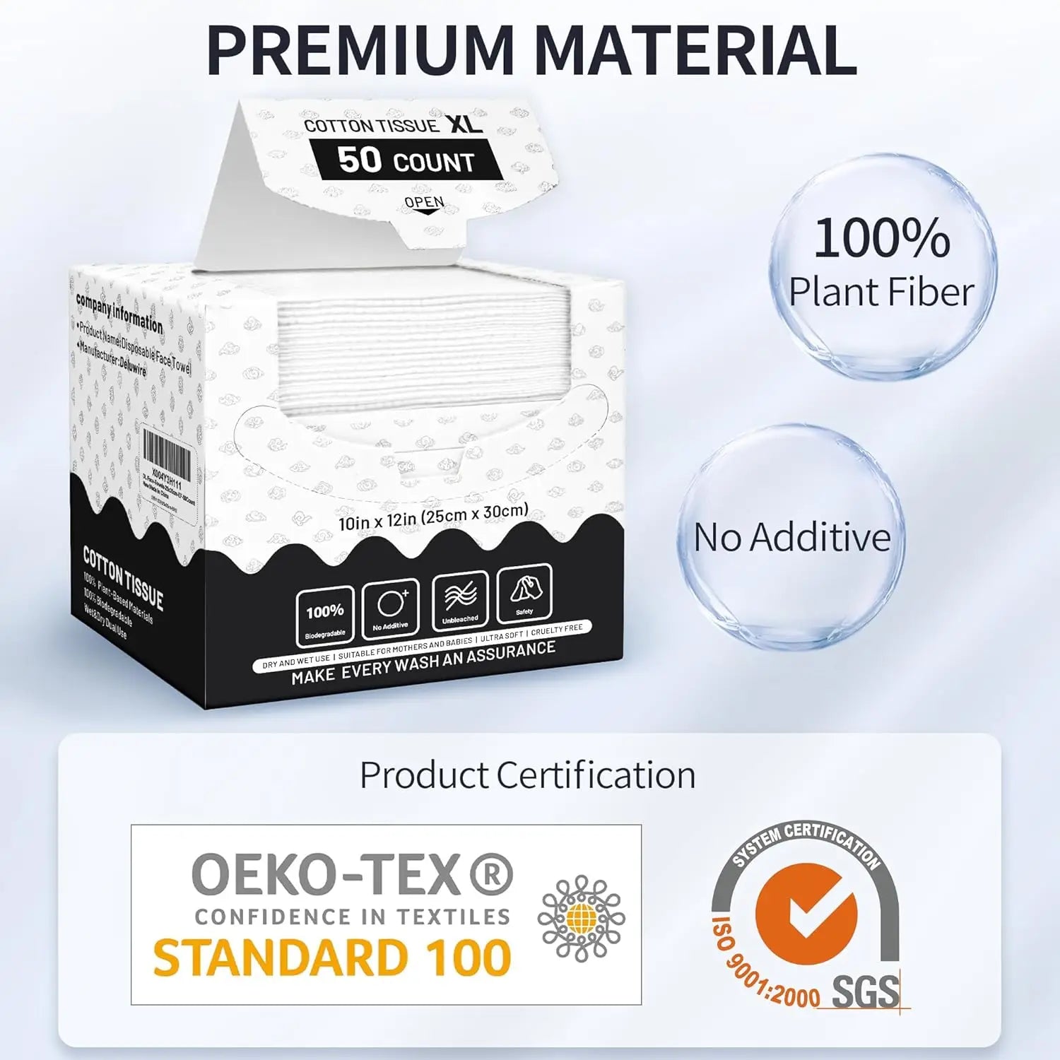 XL Disposable Face Towels 10x12in, 50ct