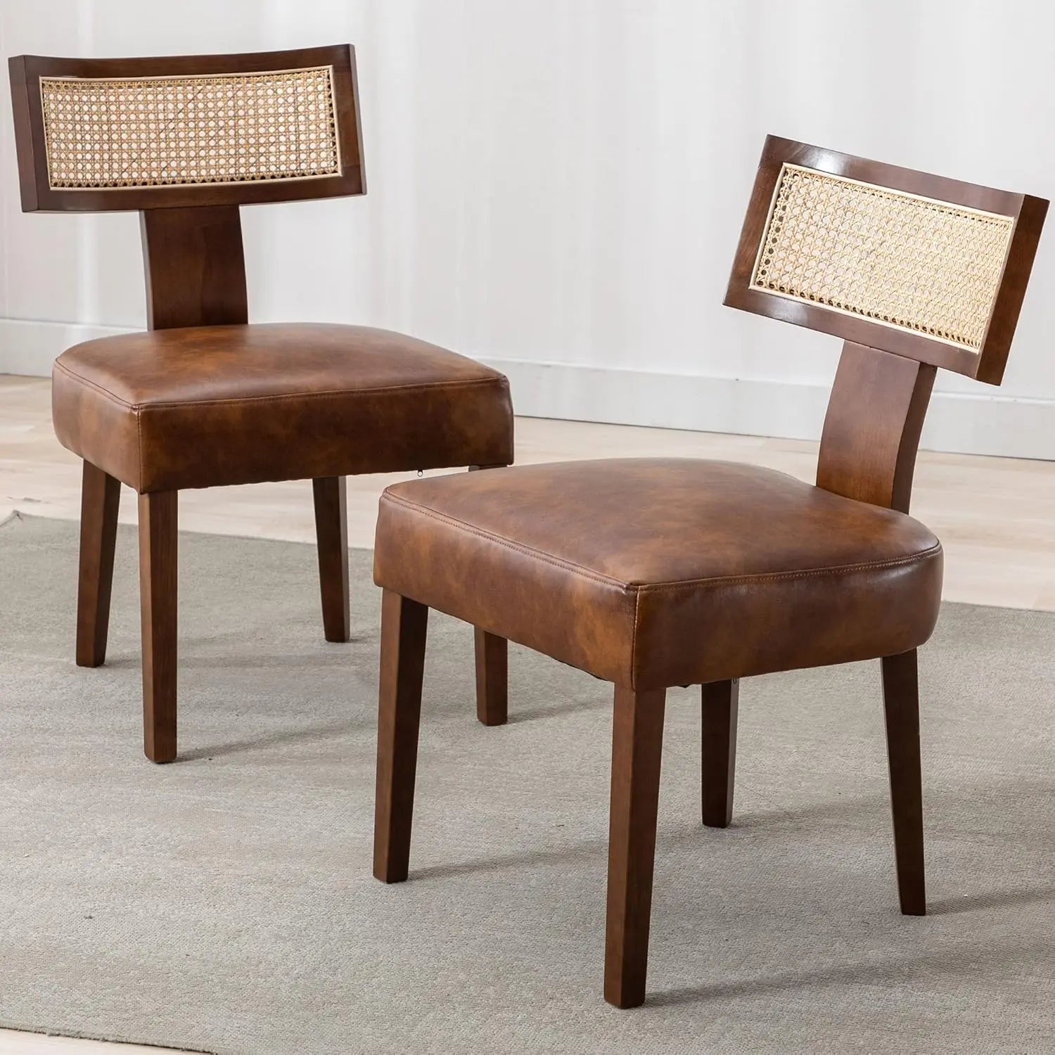 Upholstered PU Leather w/Wood Leg