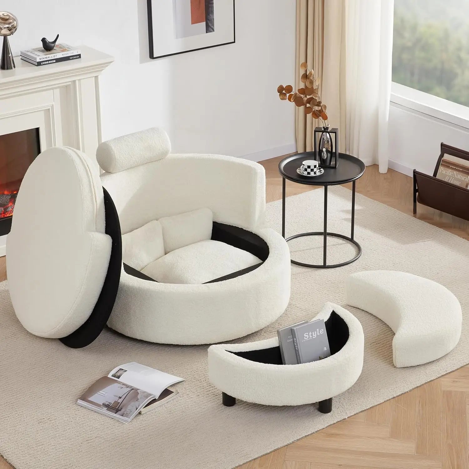 39.8” Swivel Barrel Chair w/Storage
