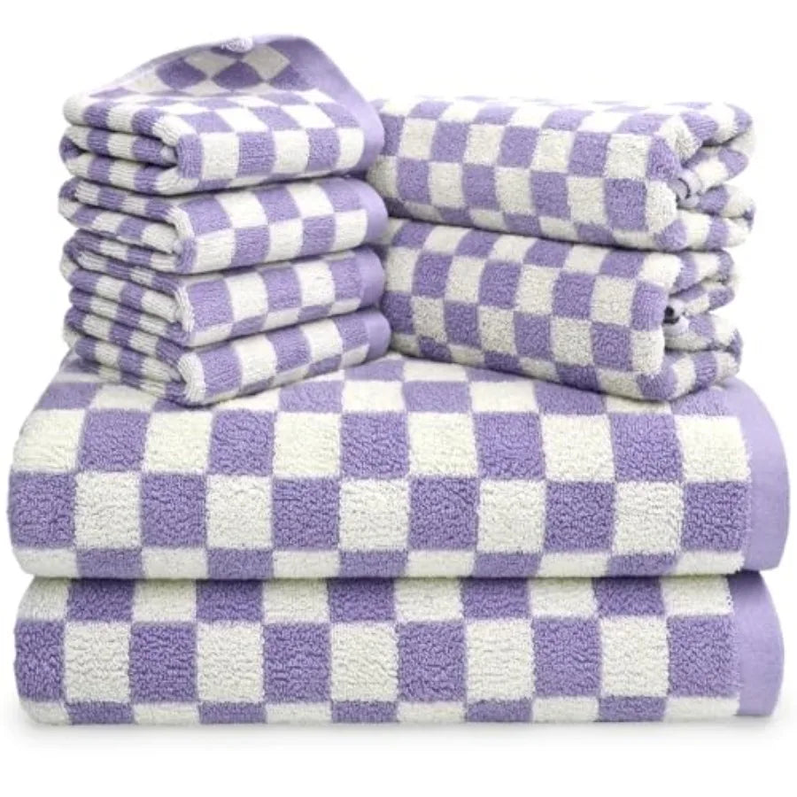 Towels Set of 8, Cute Checkered Towels