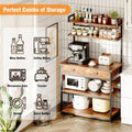 Bakers Rack W/Outlets/5-Tier/MW Stand/2 Drawer/Coffee Bar