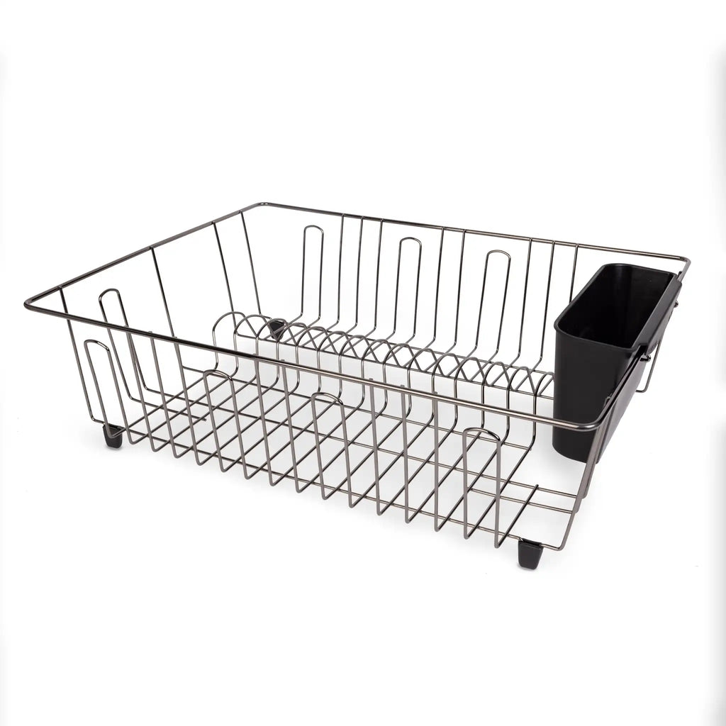 Large Wire Dish Rack Black/Chrome
