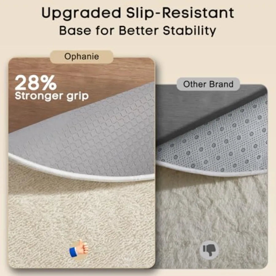 8' Circle Ivory Plush Fluffy Fuzzy Shag