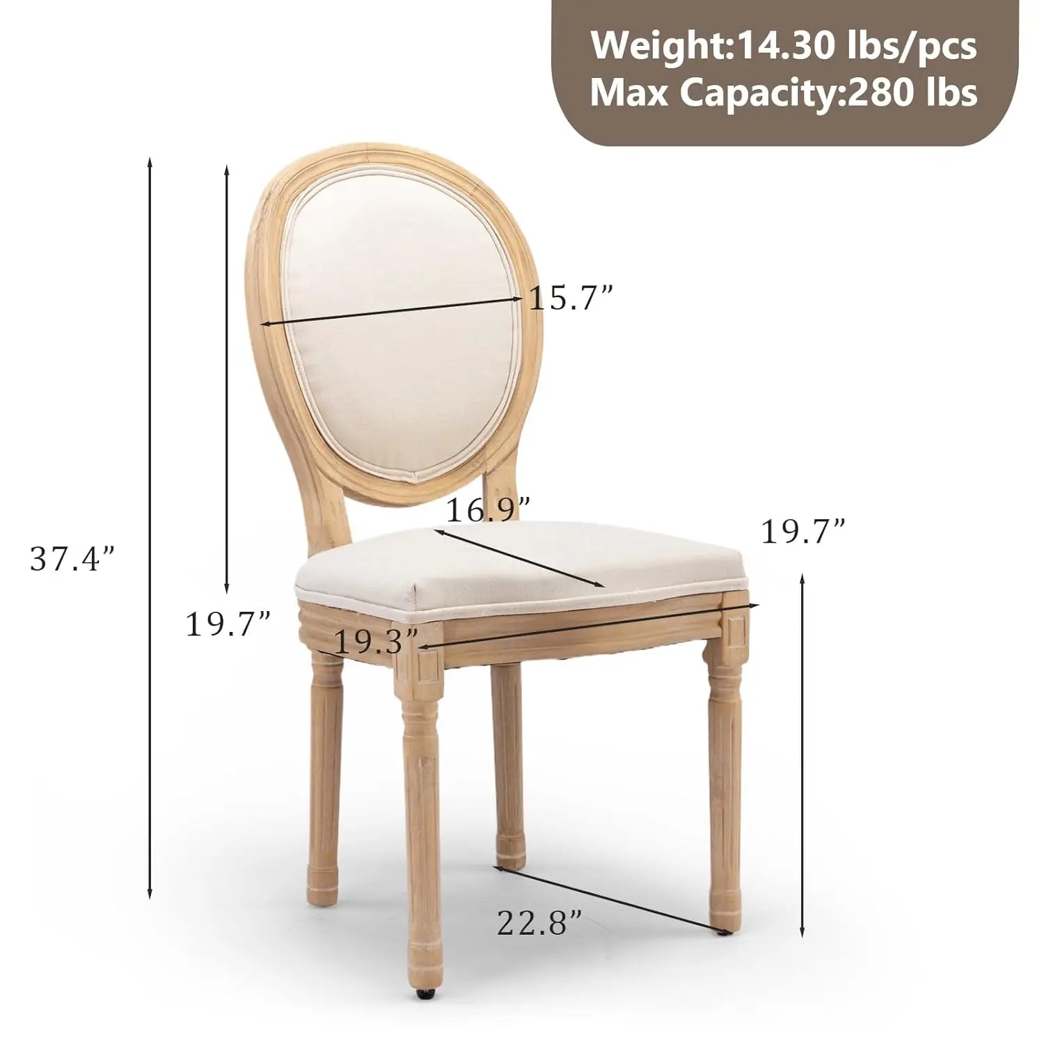 6 Upholstered French Country Oval