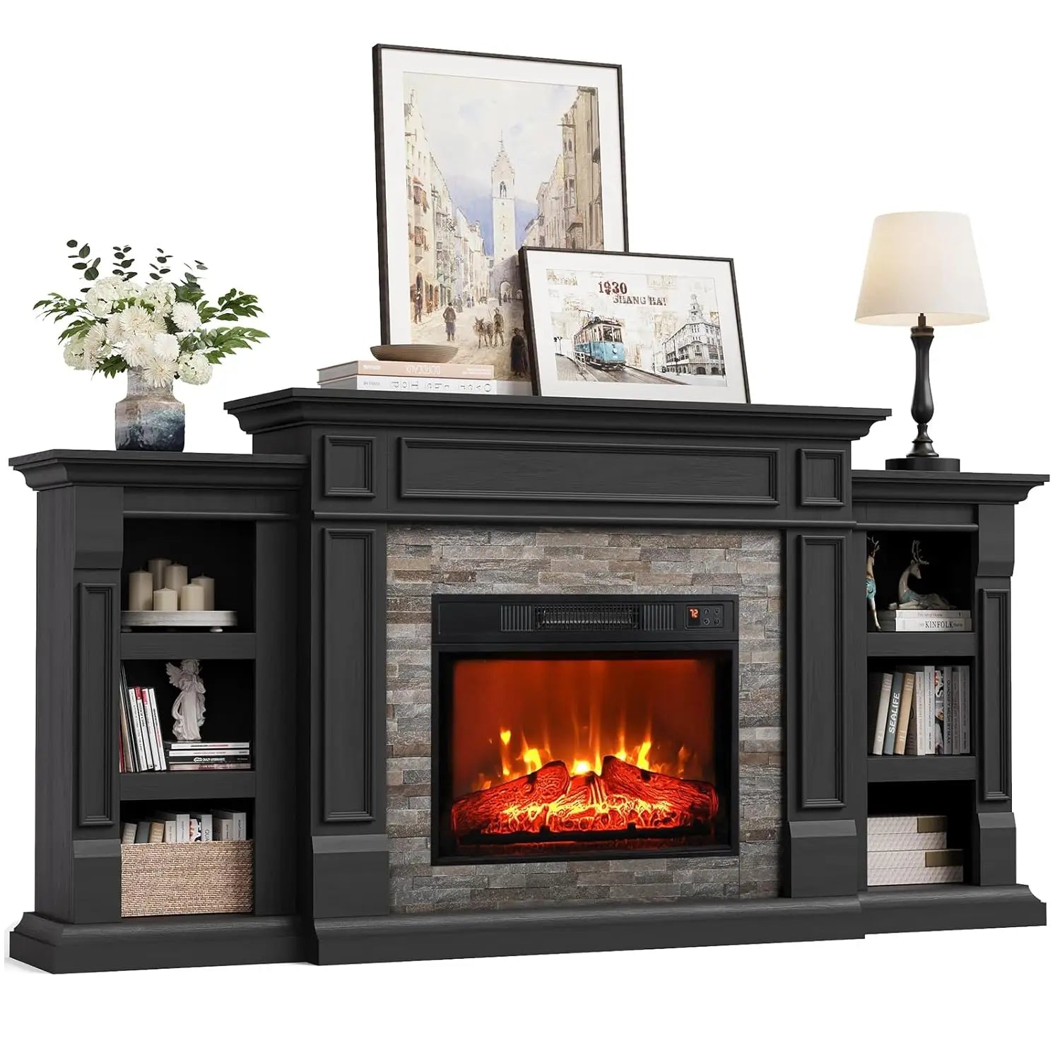 72" Electric Fireplace Mantel/Cabinet