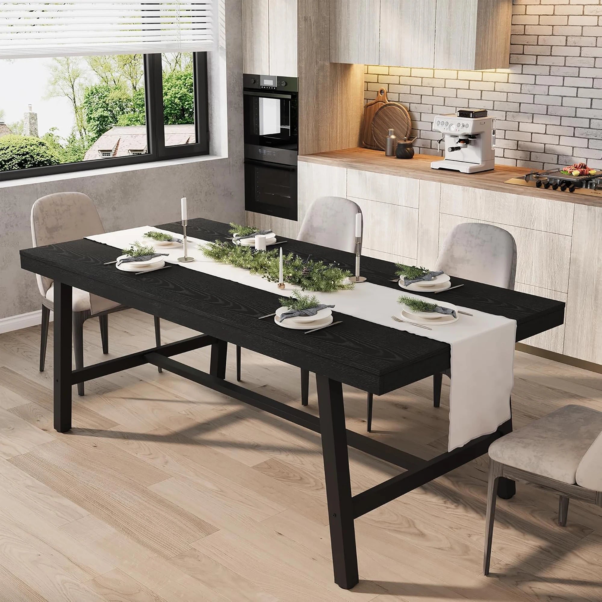 70.87" Industrial For 6-8, Wooden Rectangular