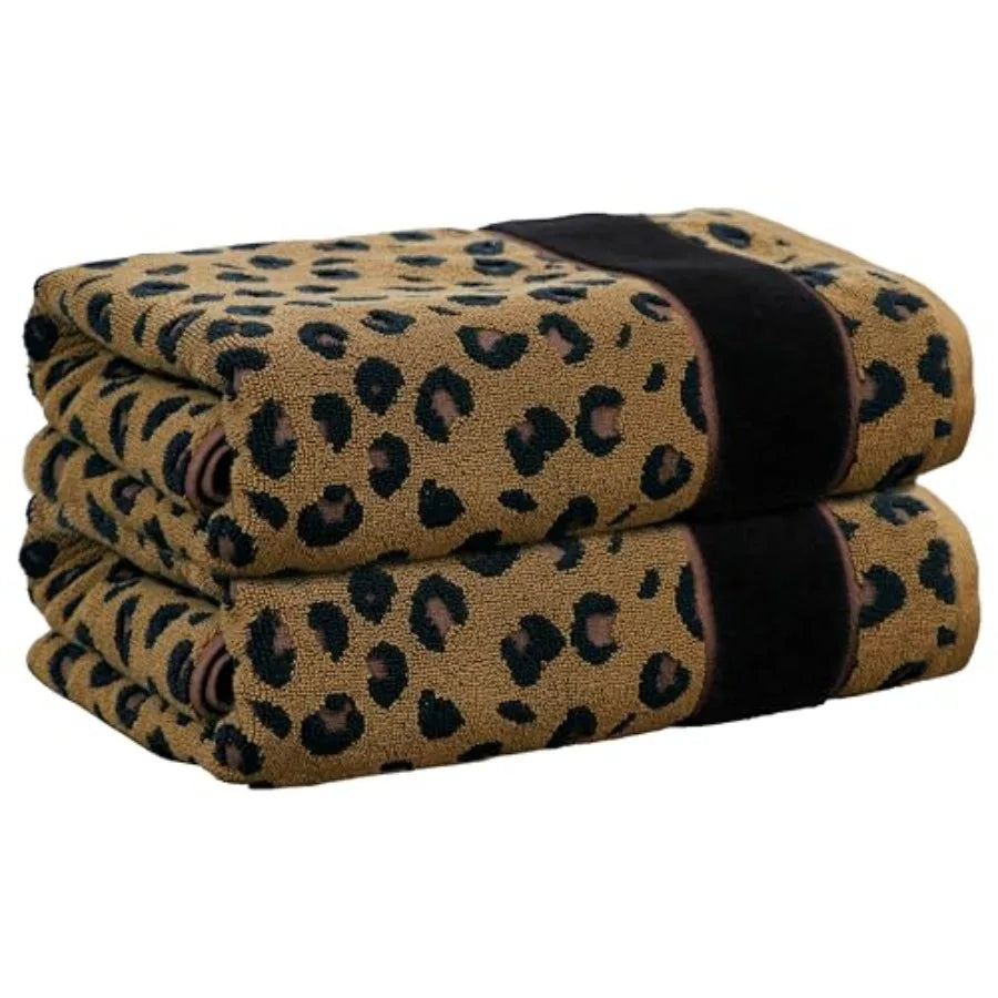 Leopard Cheetah Jacquard 2 Ea Bath/Hand/Washcloth