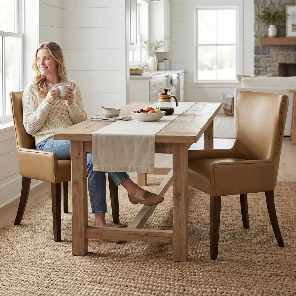 2 Faux Leather Upholstered Wood legs
