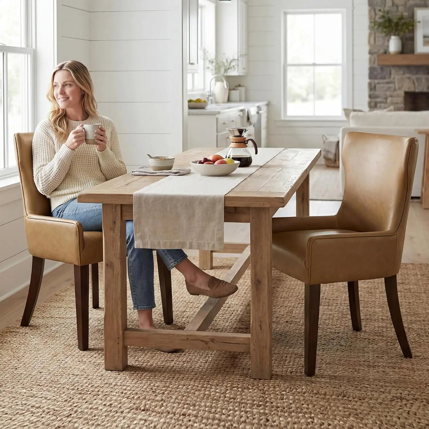 2 Faux Leather Upholstered Wood legs