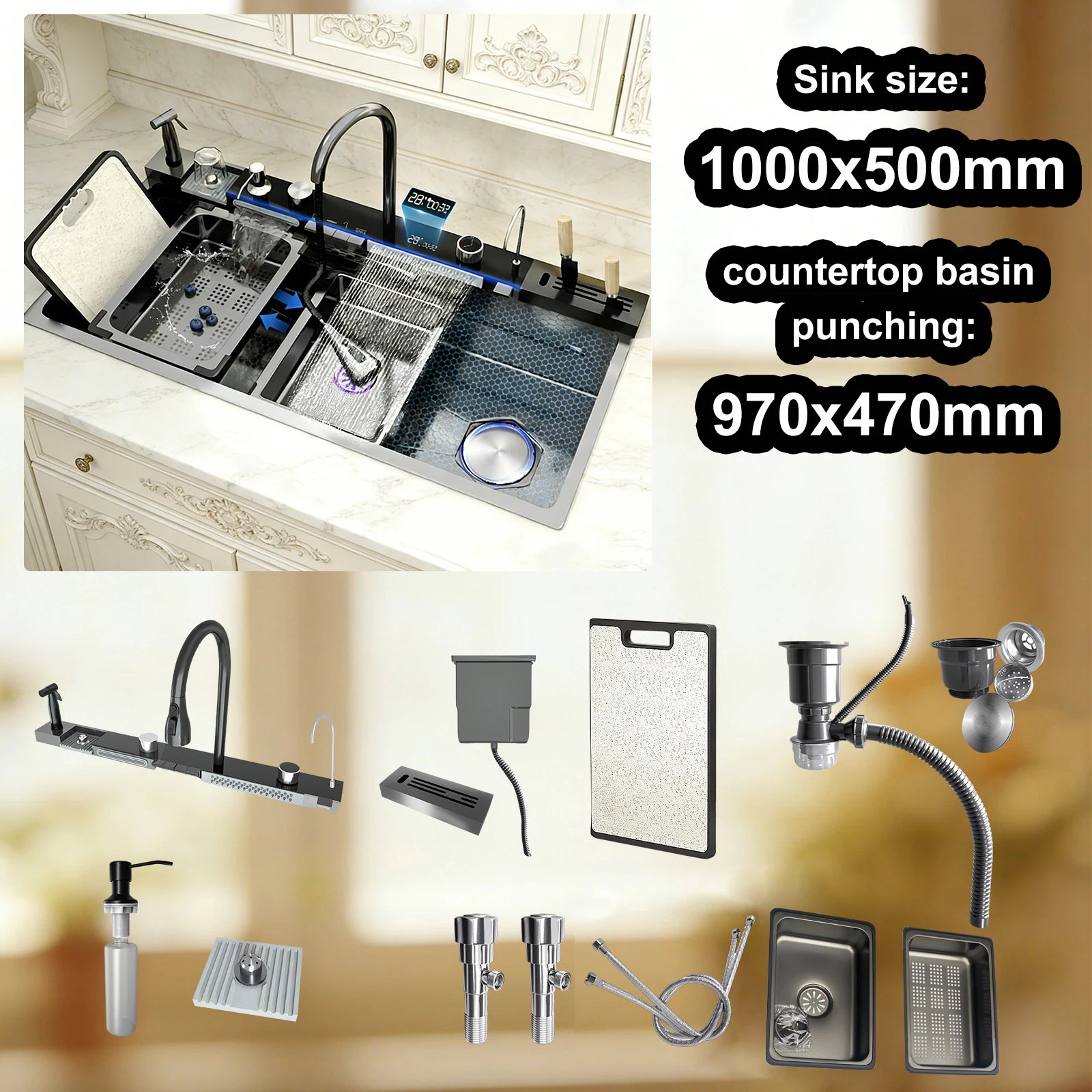 Stainless Sink Digital Display Waterfall