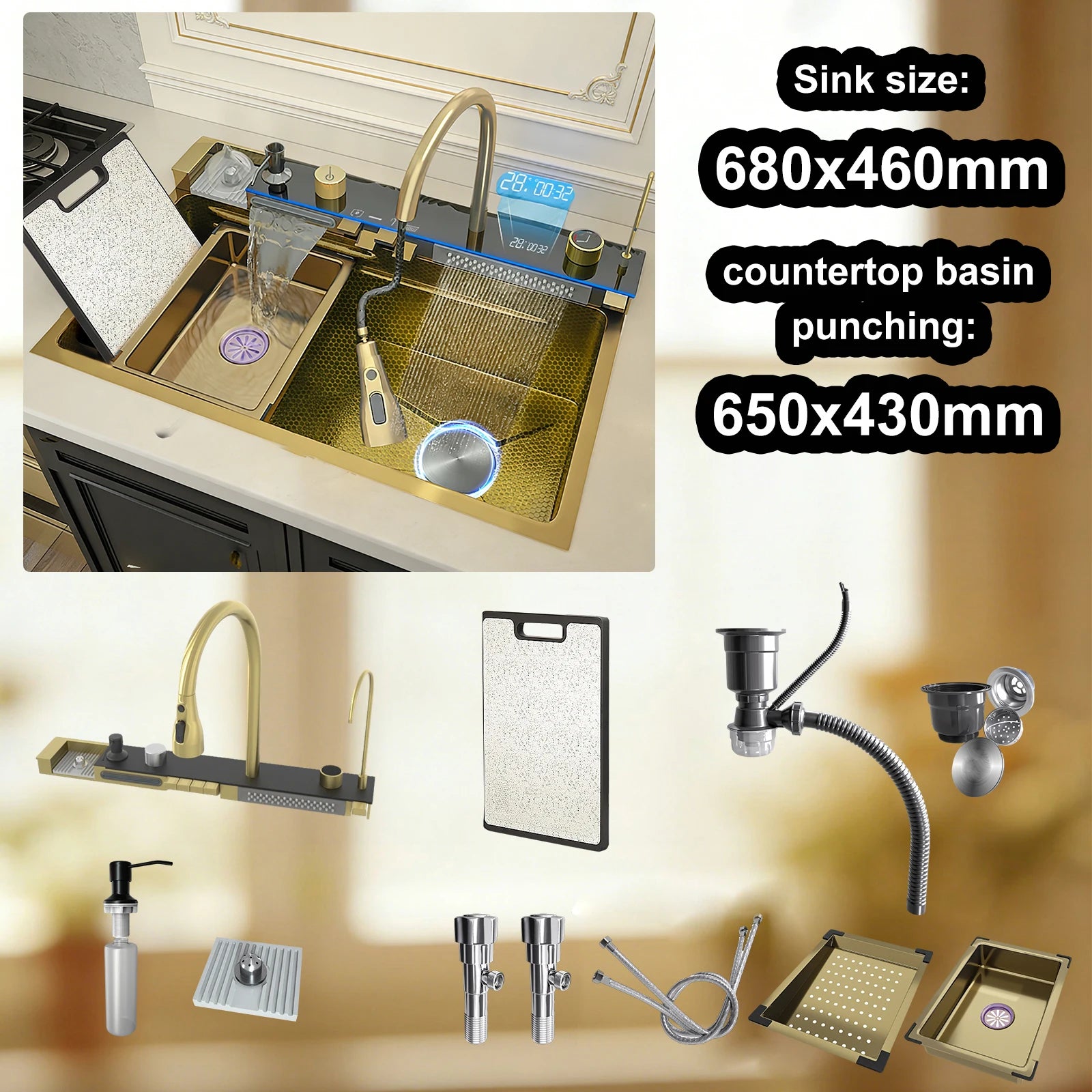 Stainless Sink Digital Display Waterfall
