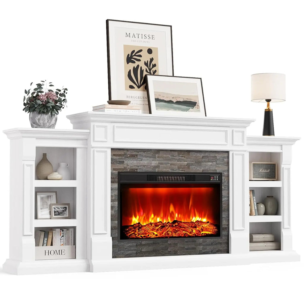 80" Electric Fireplace Mantel Cabinets