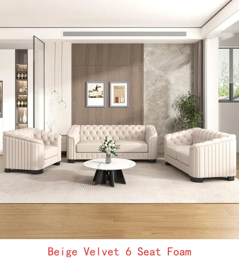 Modern 3-Piece Sofa Set Velvet
