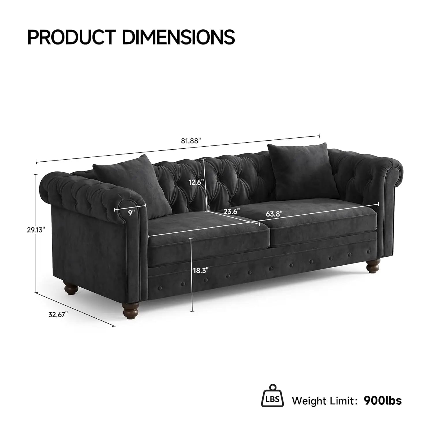 82 Inch Chesterfield Sofa