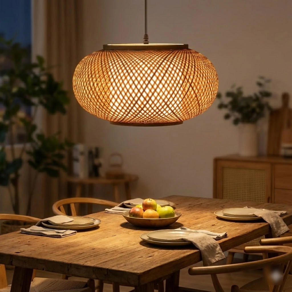 Vintage Bamboo Weave Hanging Lamp