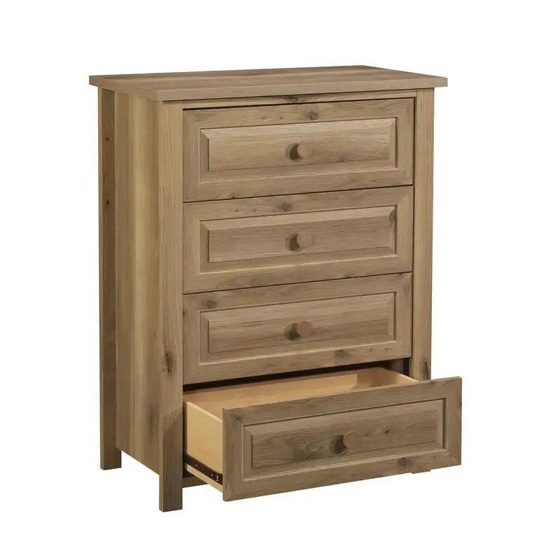 4-Drawer White Oak Finish Storage Chest