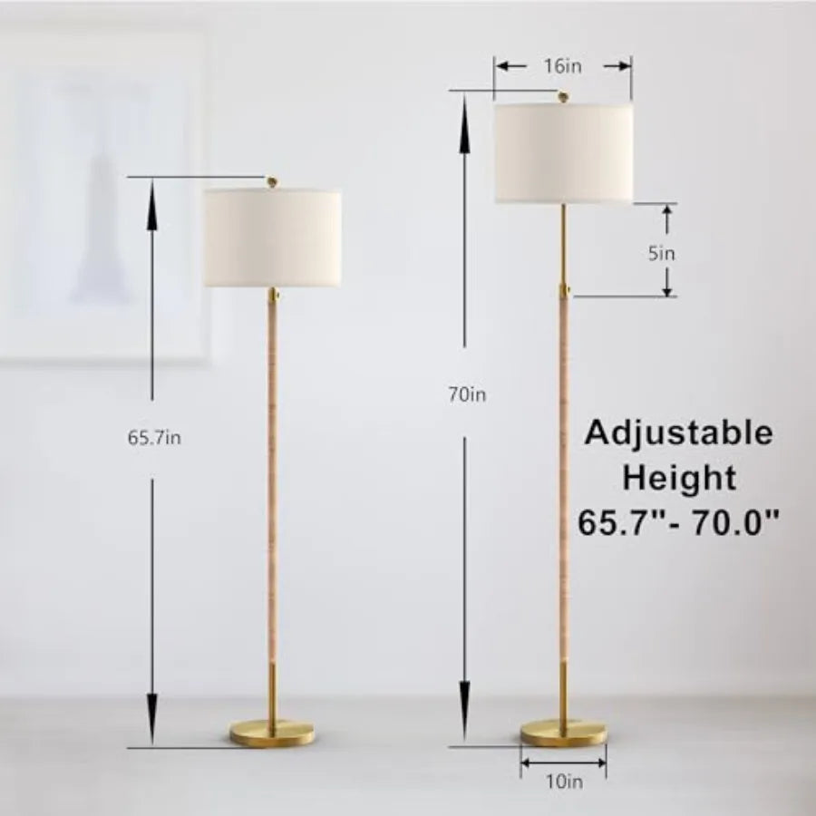 70" Gold Boho Rattan Lamp