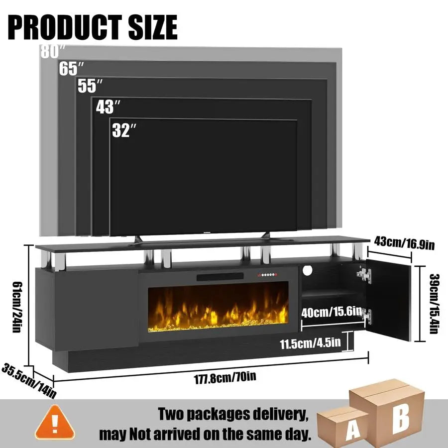36" Fireplace wup-to/80" TV Luxury LED