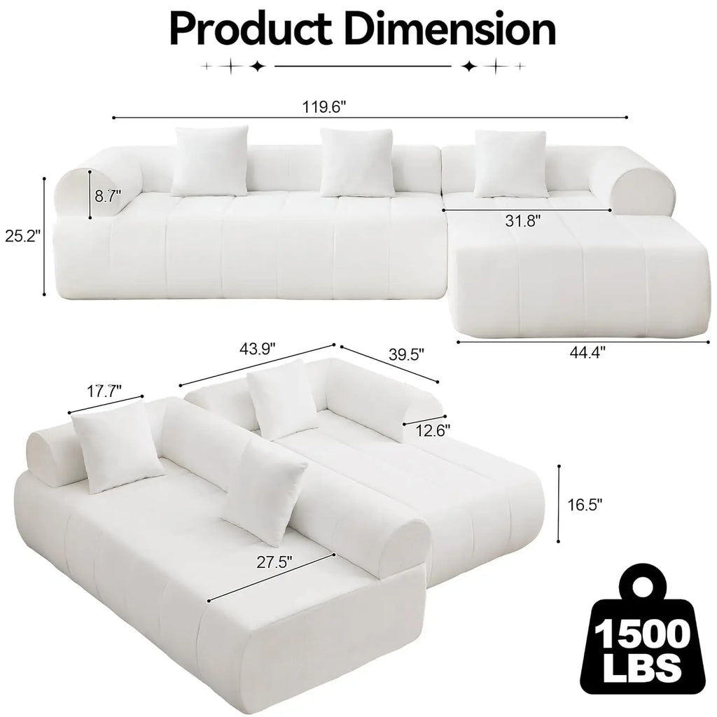 119'' Curved Boneless Sofa