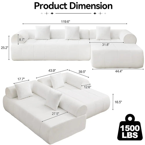119'' Curved Boneless Sofa
