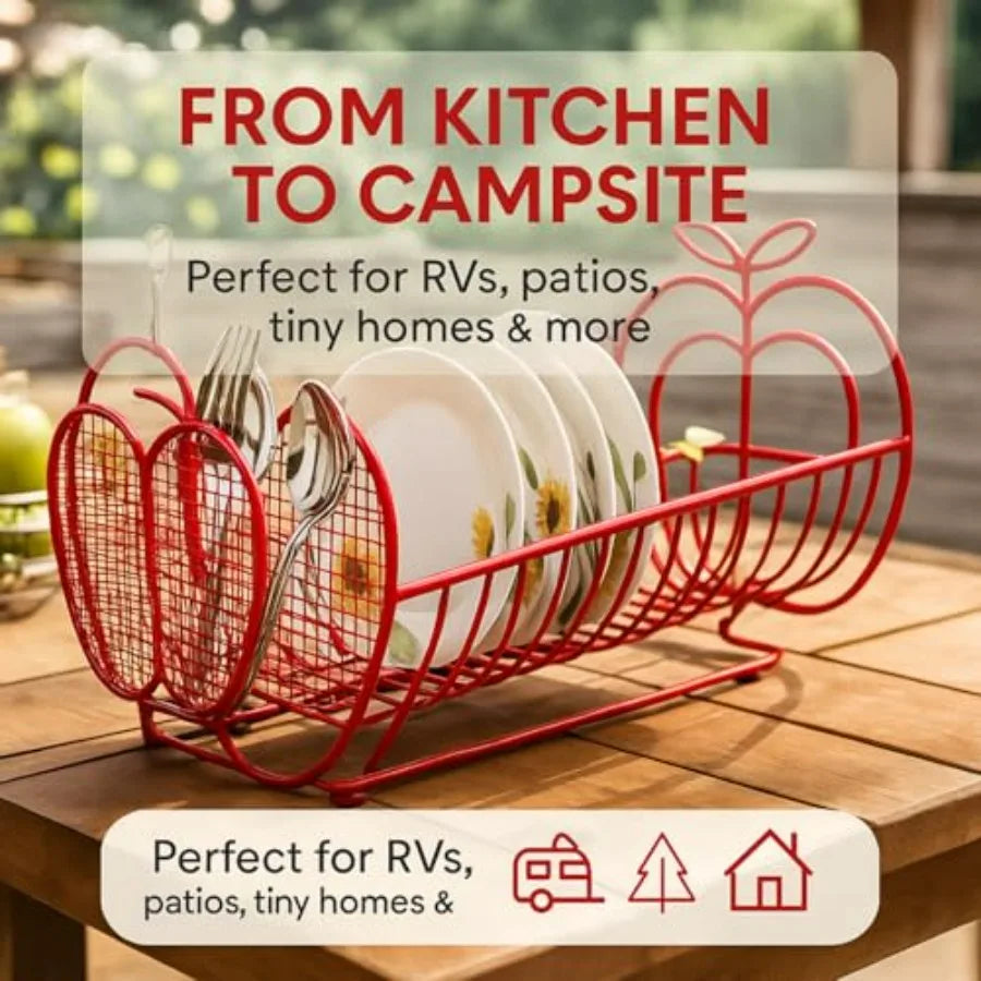 Expandable Dish Drying Rack Apple Decor