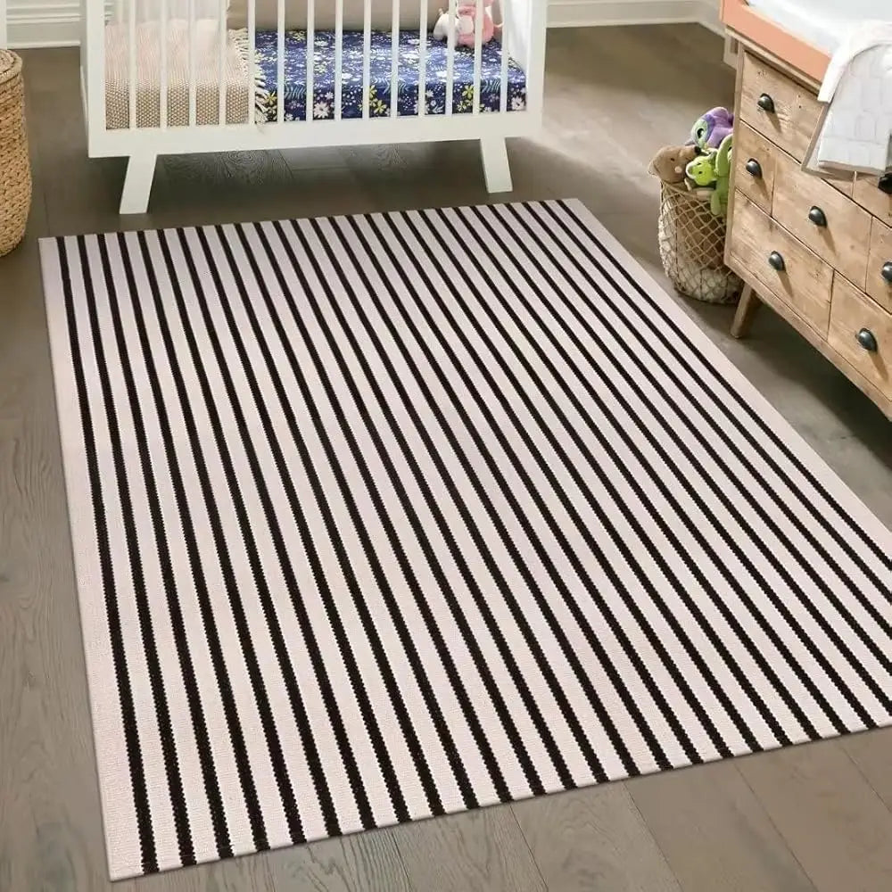 5x8 Washable Black/White Striped