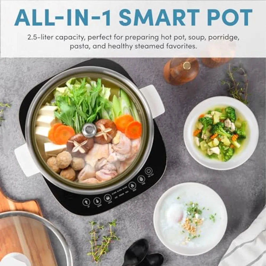 2.5-Liter Smart Electric Hot Pot Rapid Boil Steamer