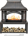 39" Fire Pits Wood Storage Outside, Chimney