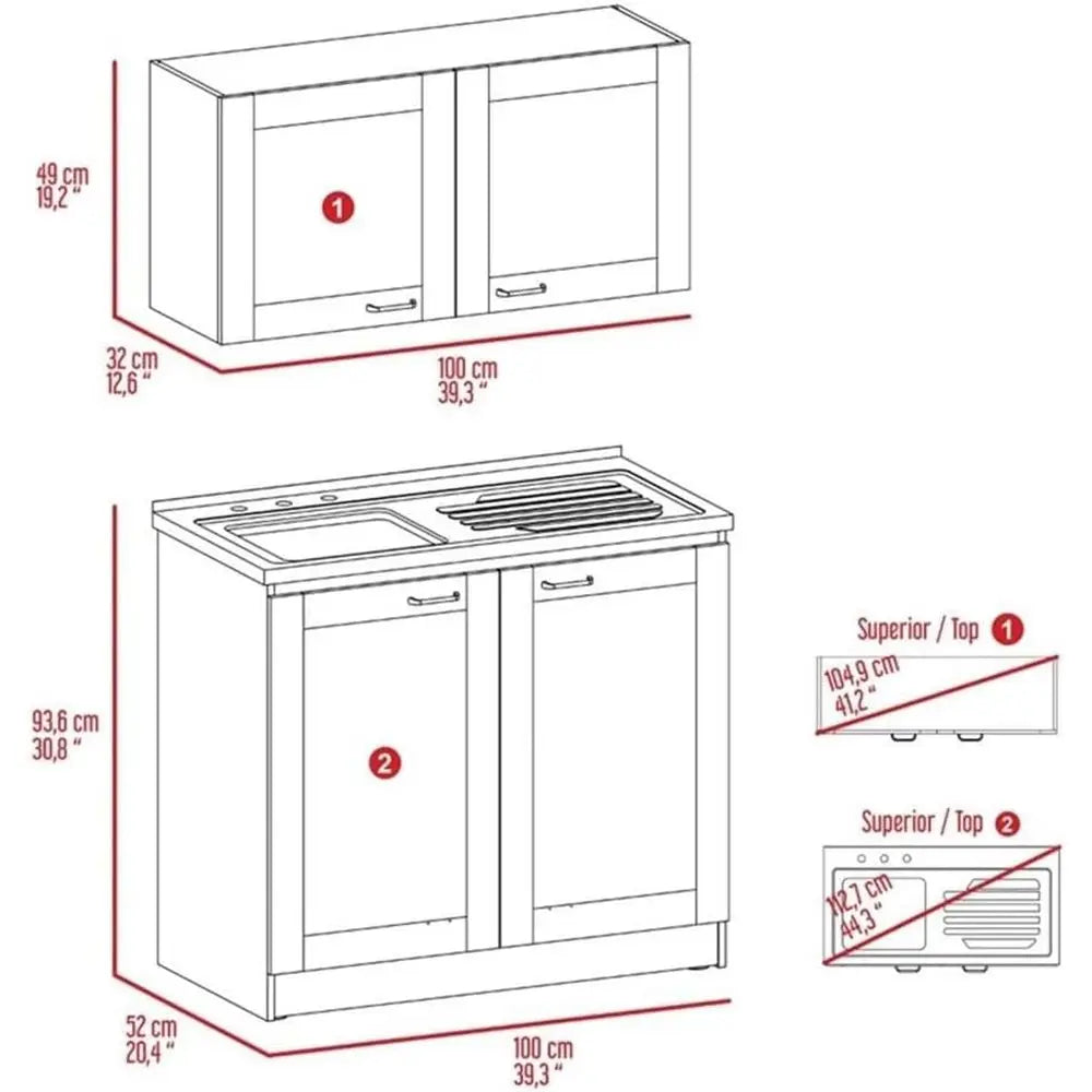 2-Piece Light Grey Cabinet Set W/Countertop
