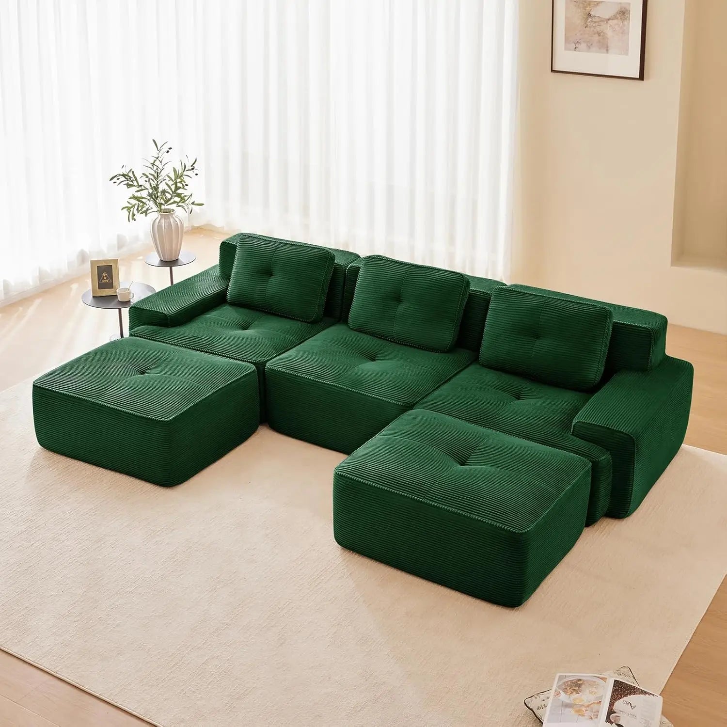 116" Modern Corduroy Cloud Sofa
