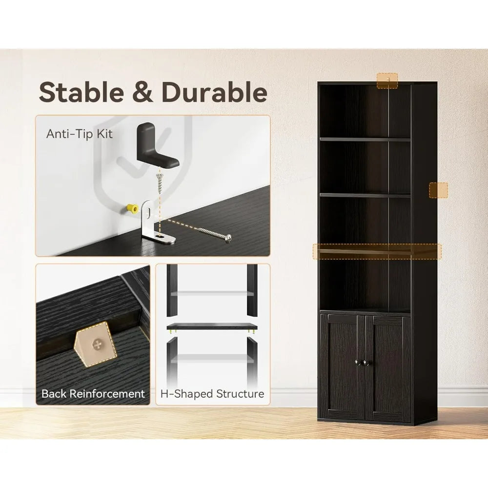 2. Casaottima Black 6-Tier Bookcase