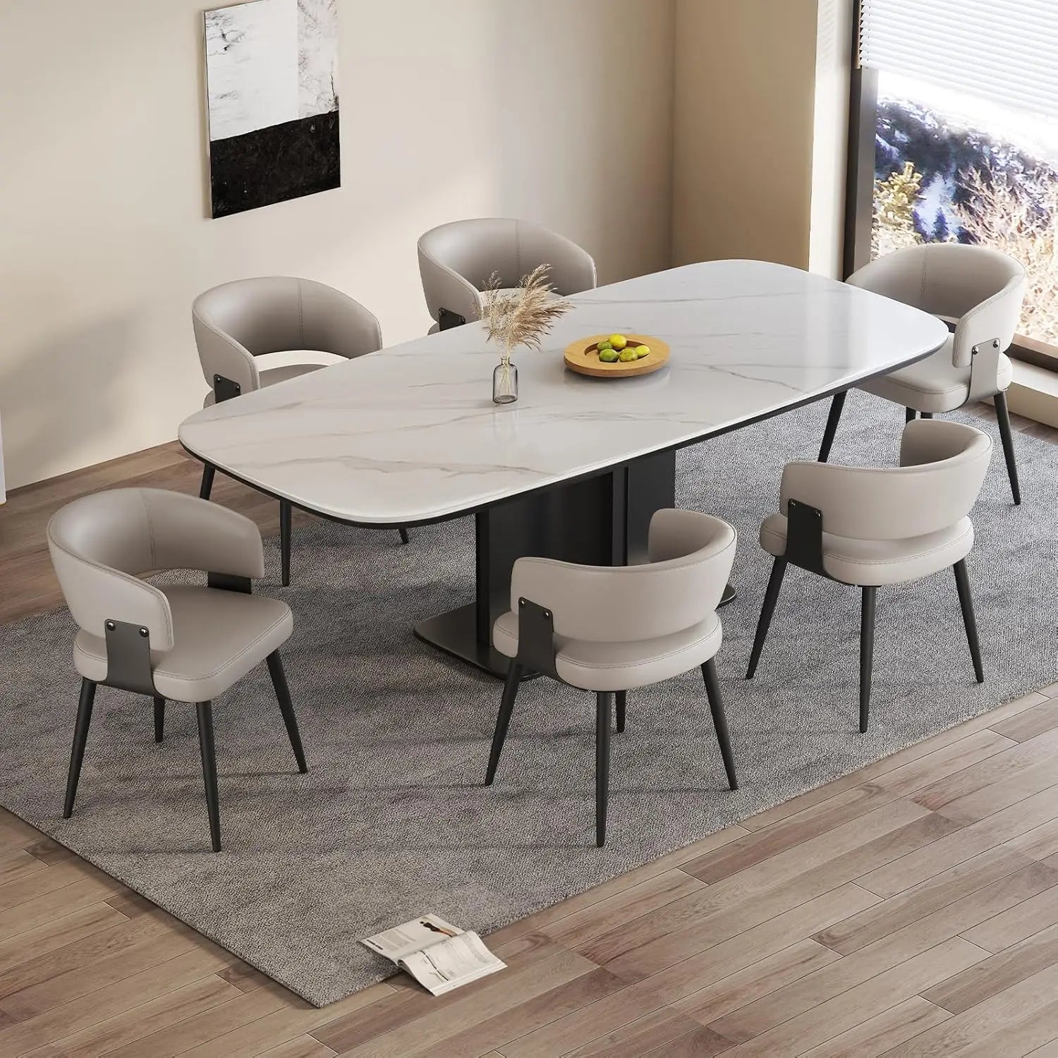 6 Modern Upholstered Faux Leather Curved