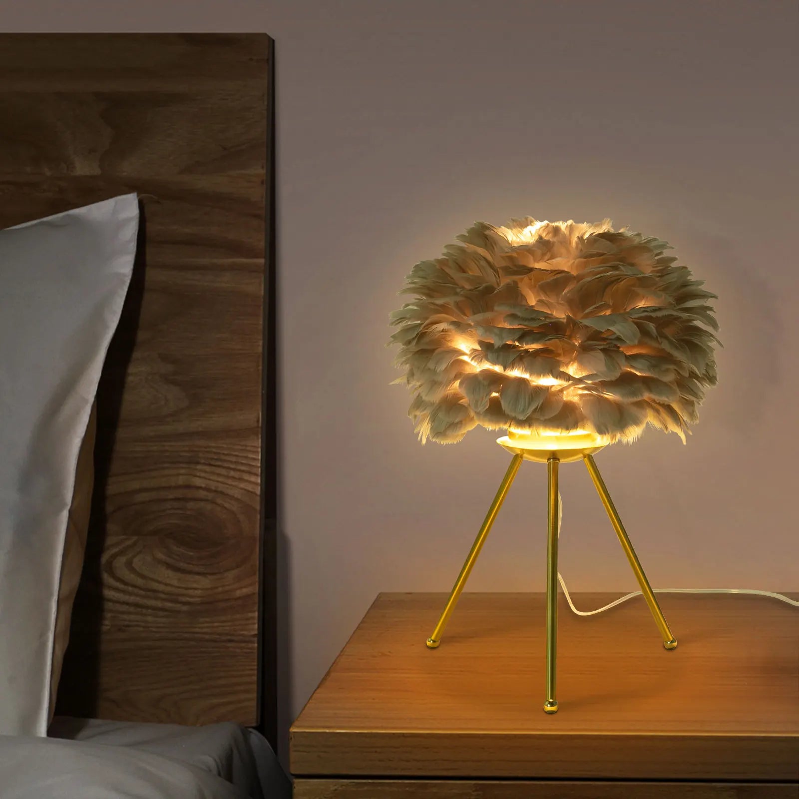 Grey Feather Desk Lamp