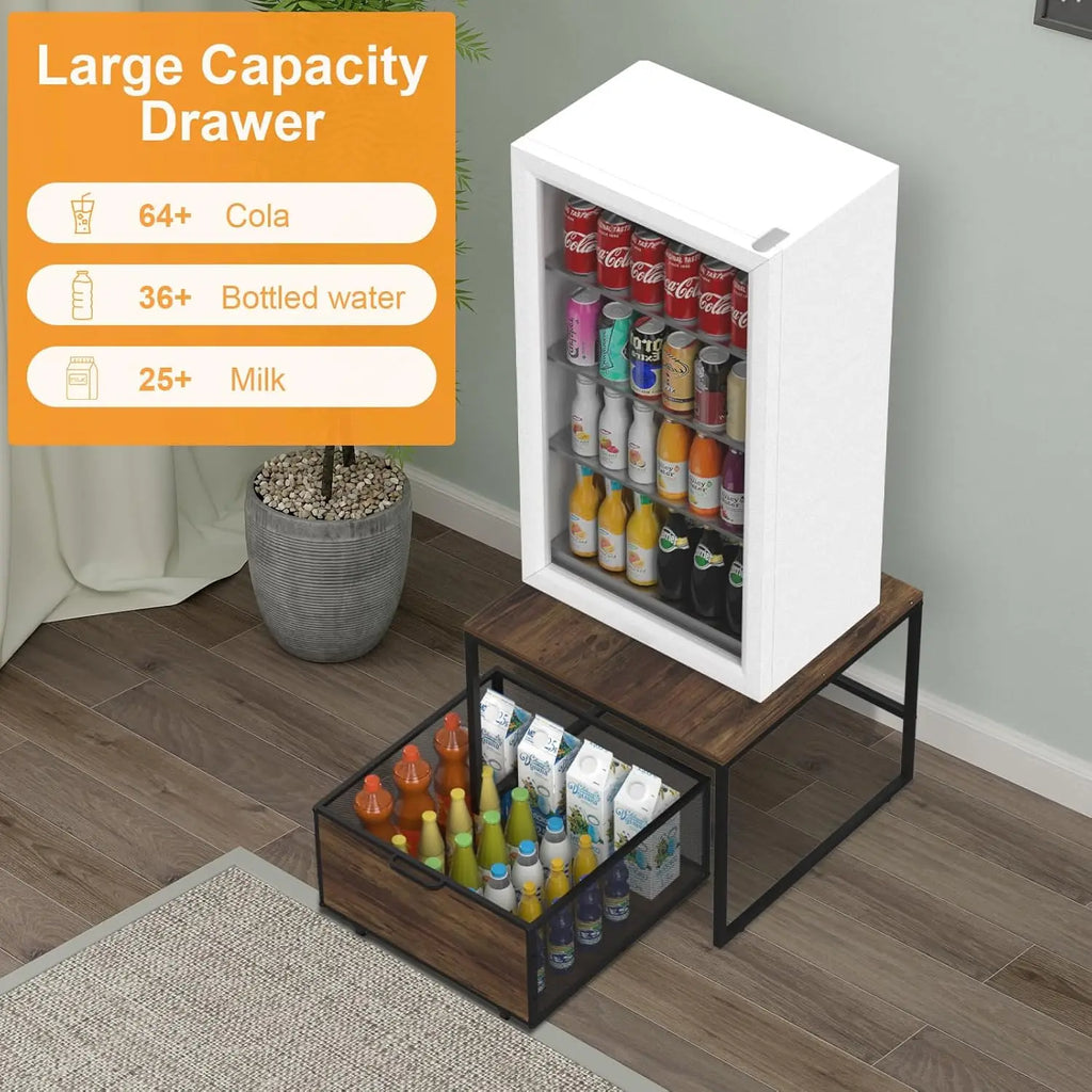 Heavy-Duty Mini Fridge Stand W/Drawer