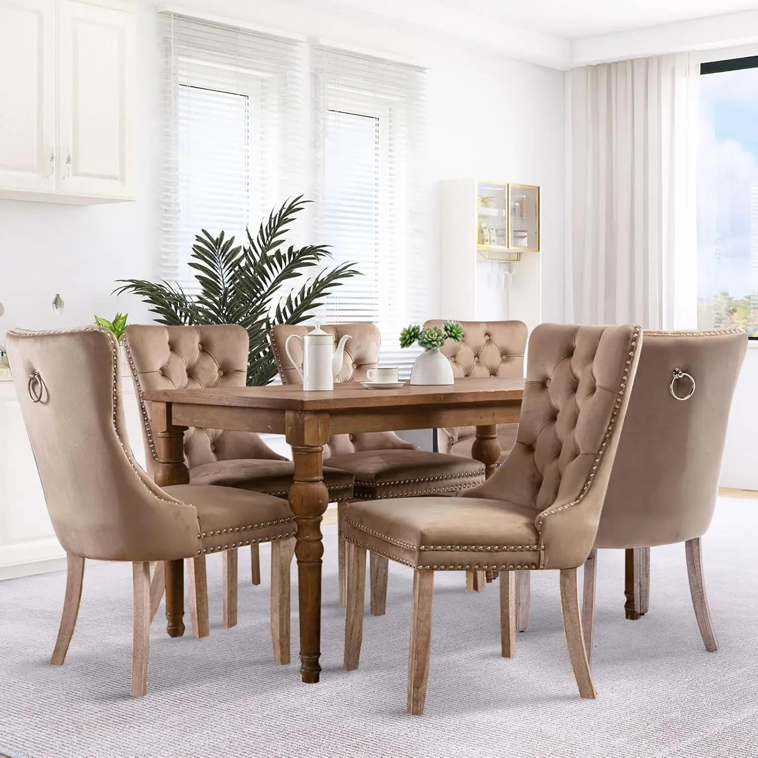 6 Velvet Modern Tufted Upholstered