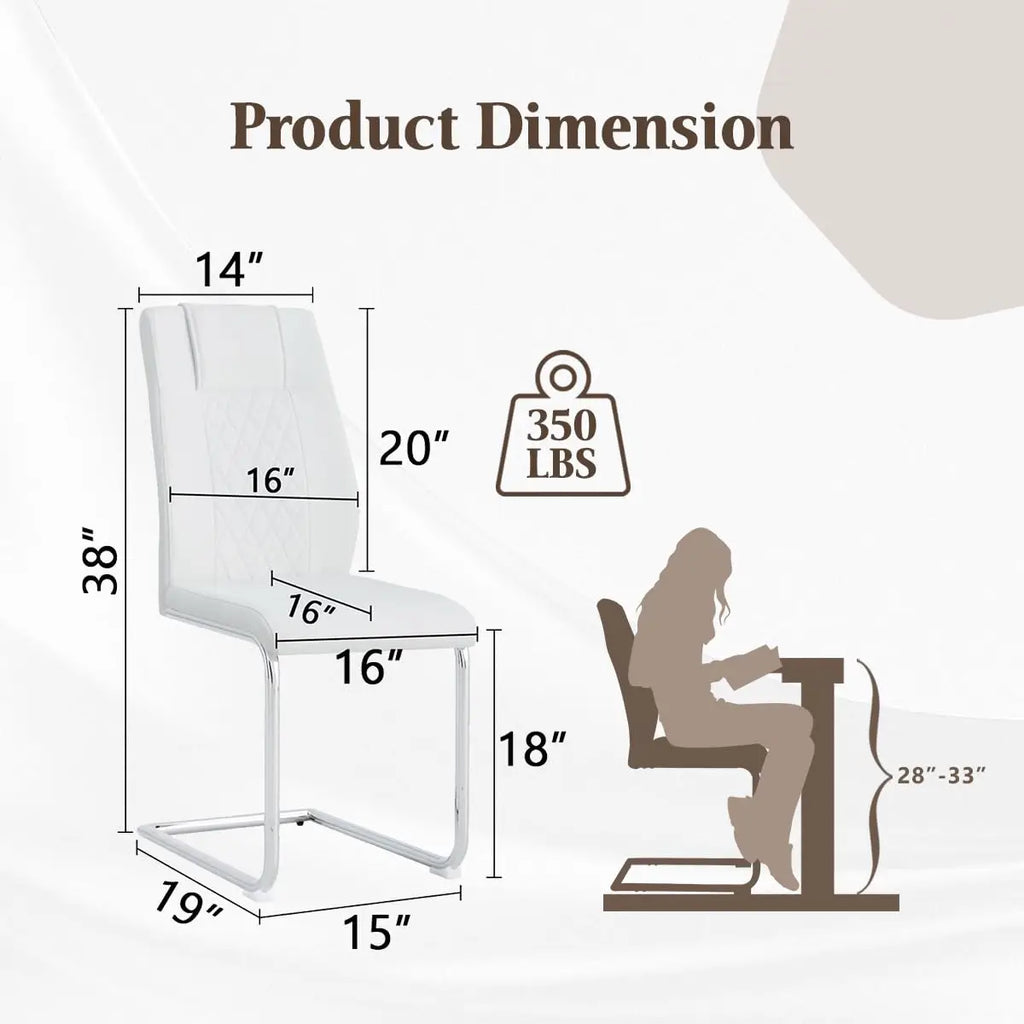 6 High-Back White Waterproof Faux Leather